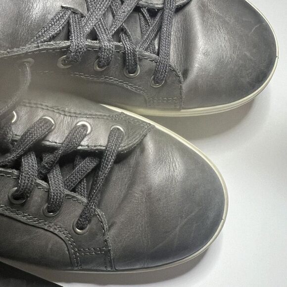Ecco Mens US 11-11.5 EU 45 Shoe Sneaker Dark Gray Leather Casual Comfort Low Top - Picture 13 of 13